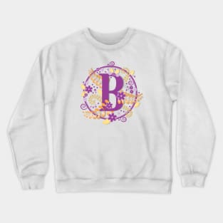 Floral Letter B Purple & Gold Crewneck Sweatshirt